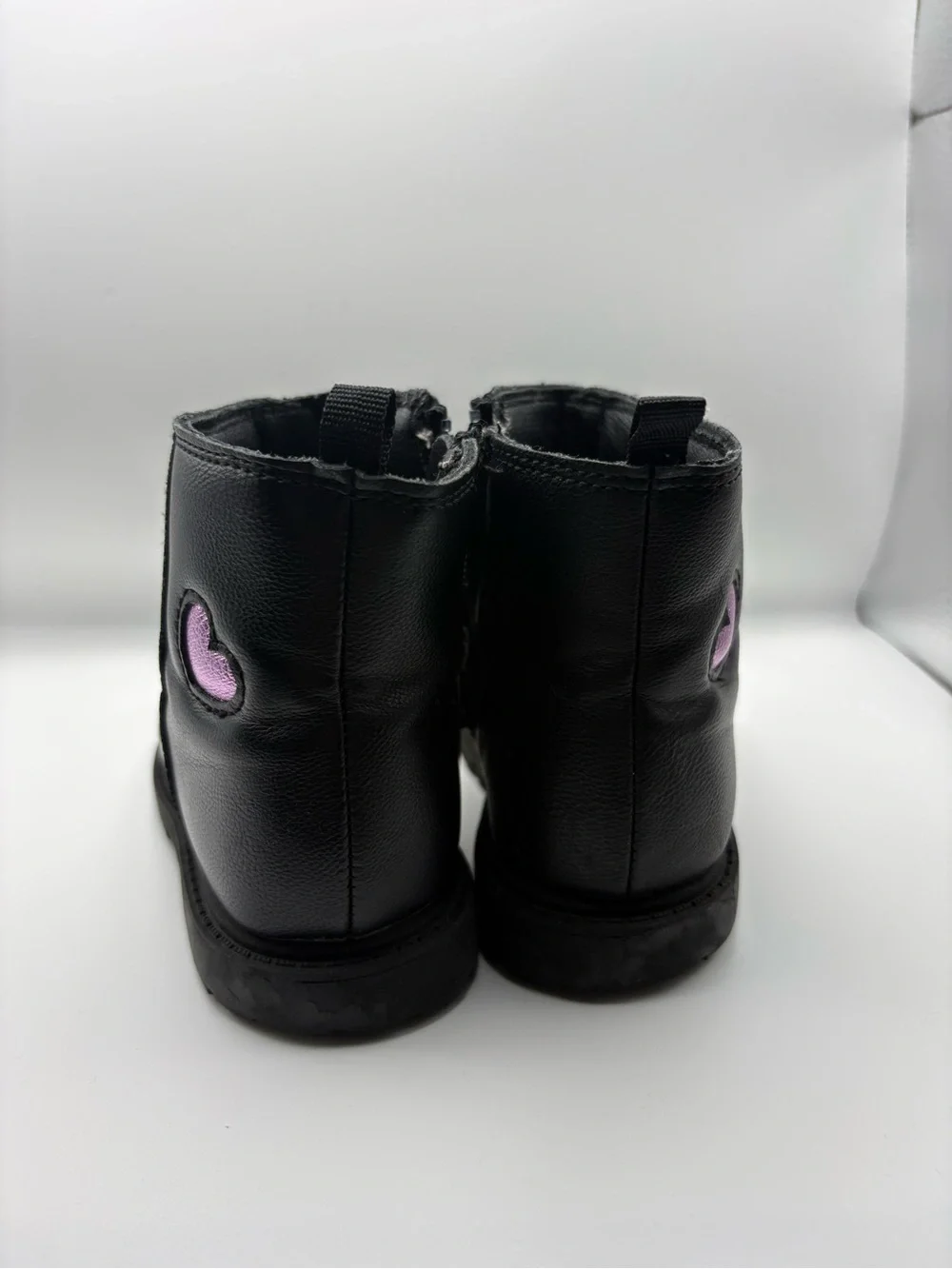 Carter's Black Ankle Boots with Pink, Silver & Blue Heart Accents